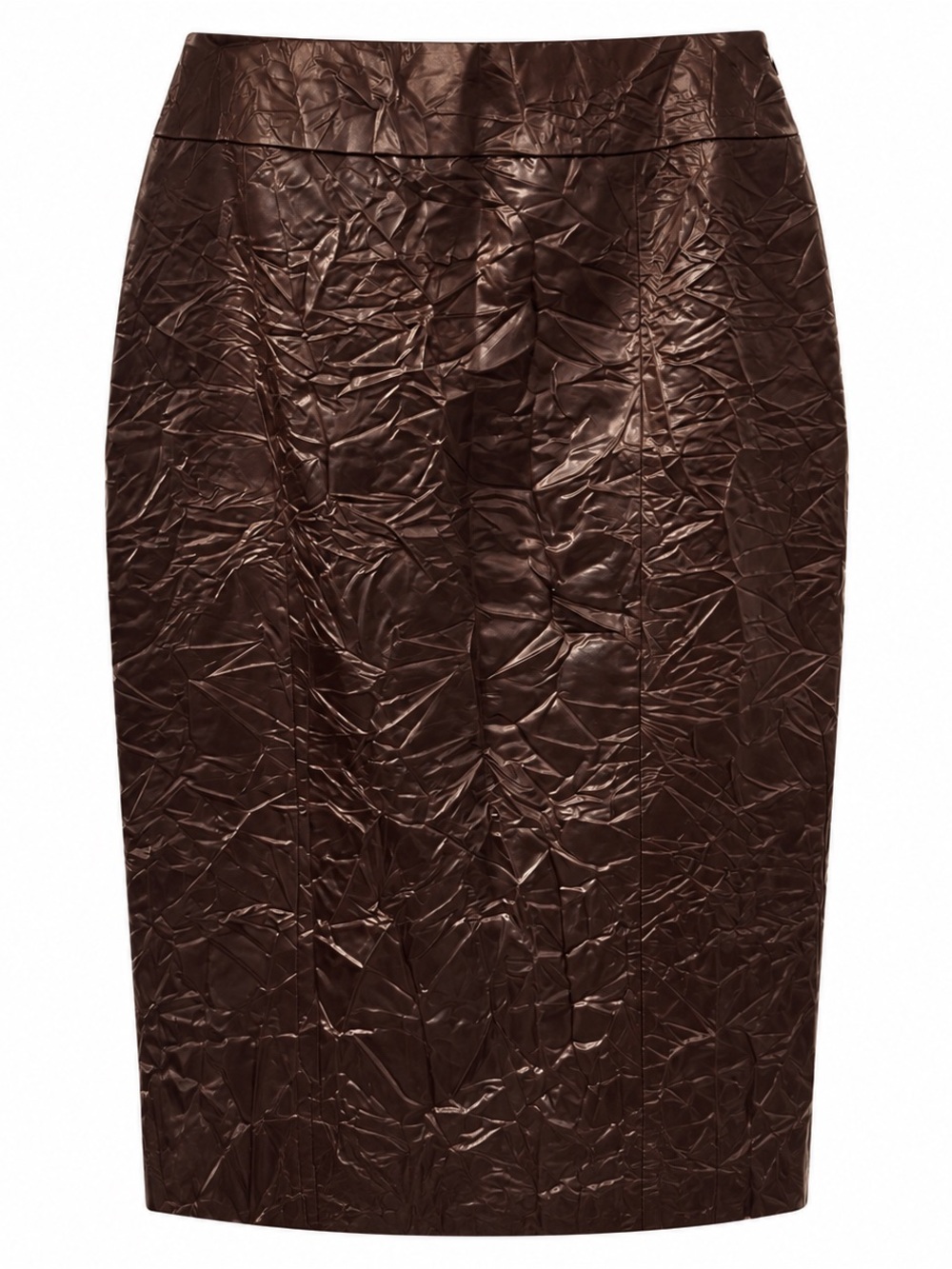Lafayette 148 Size 6 Smoke Brown Crinkle Satin Pencil Skirt - Picture 3 of 4